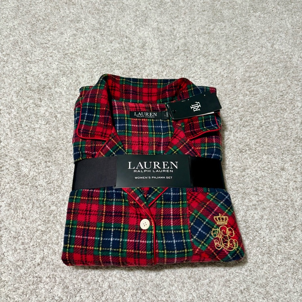 NWT Lauren Ralph Lauren Red and Green Plaid Women’s Pajama Set size Large - Picture 2 of 7